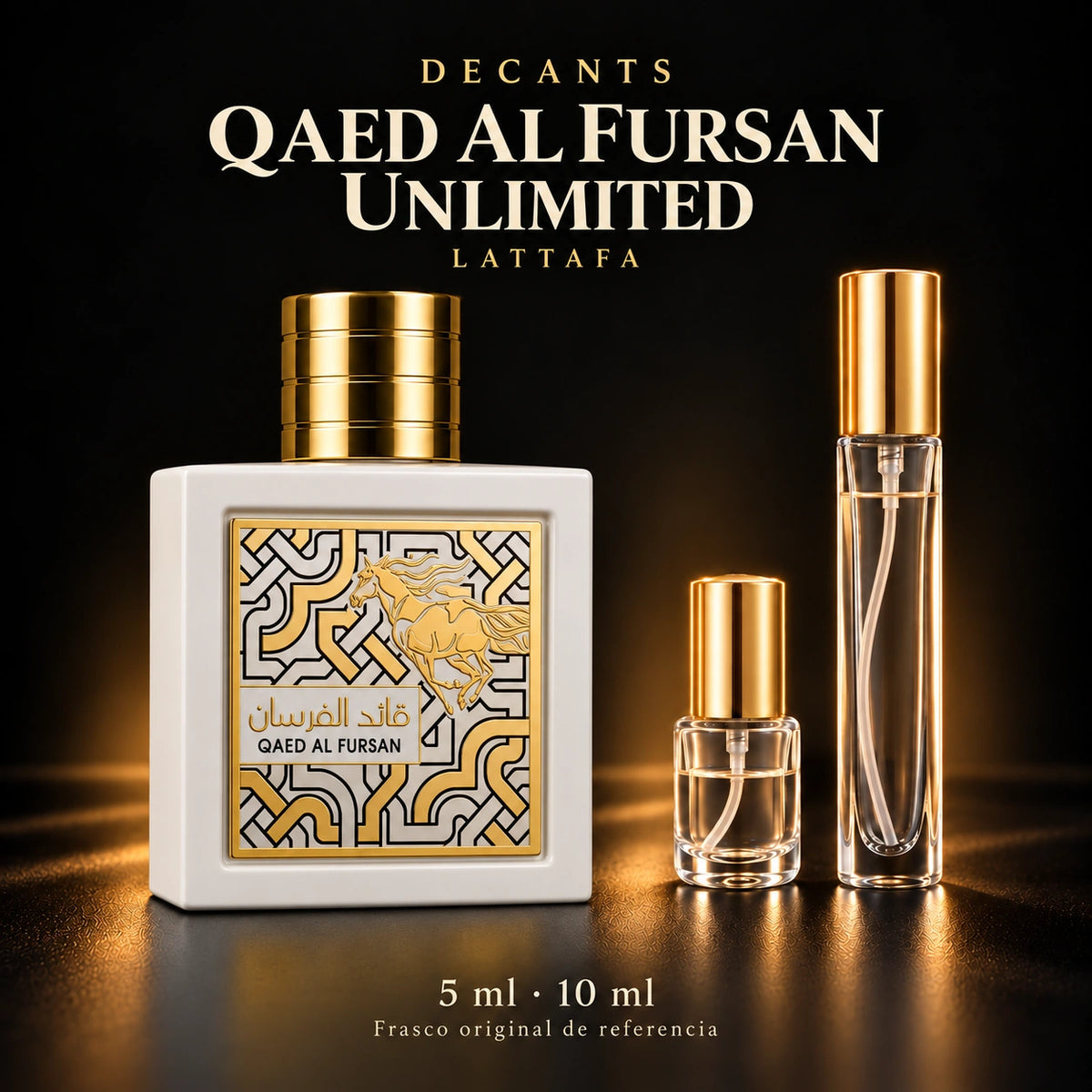 Decant · Lattafa - Qaed Al Fursan Unlimited · 5 ml y 10 ml