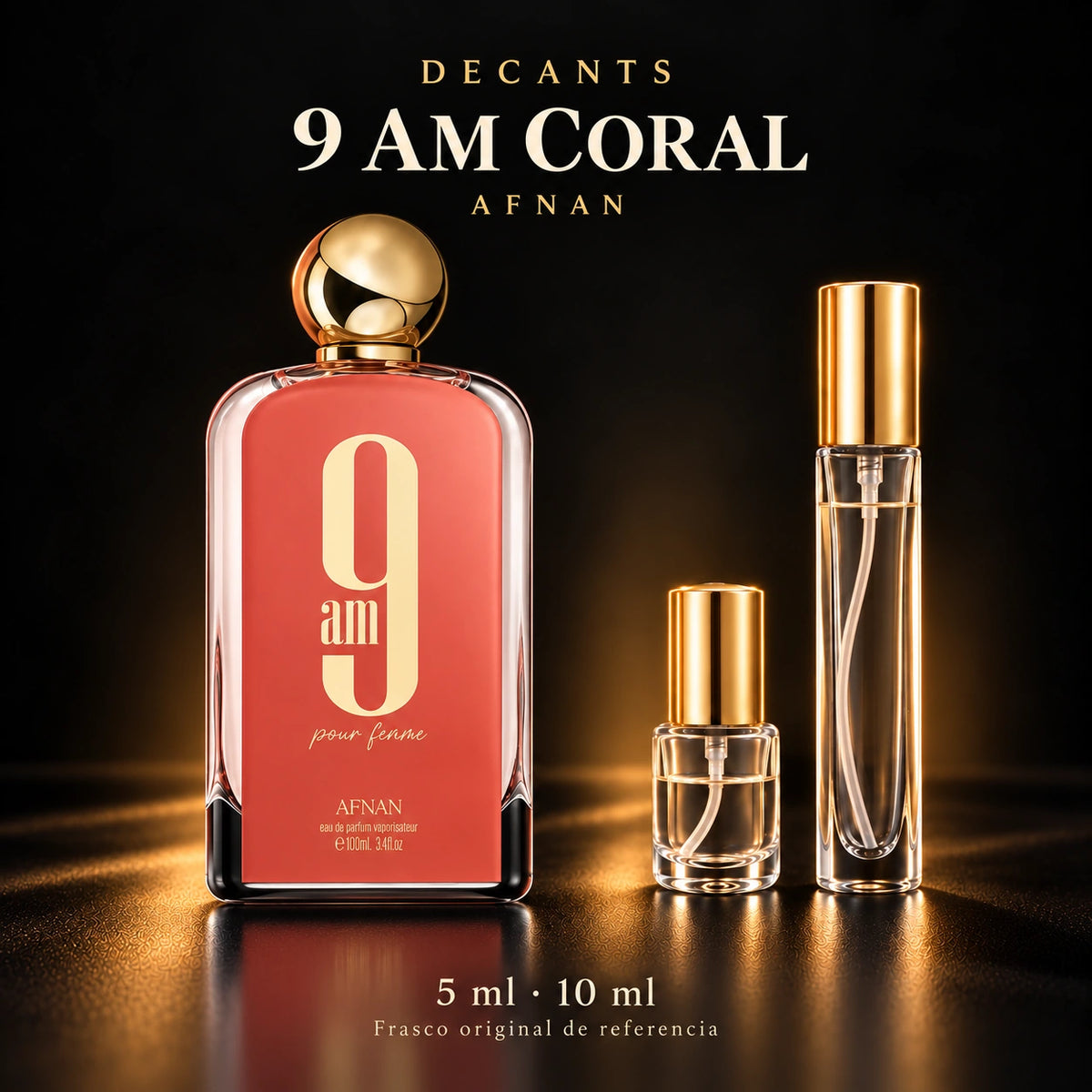 Decant · Afnan - 9 AM Coral · 5 ml y 10 ml
